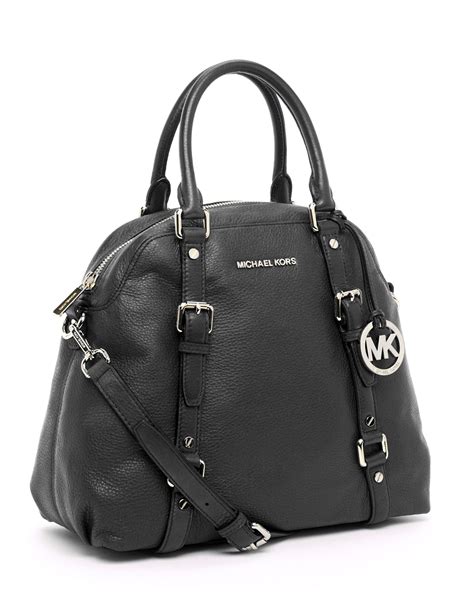 michael kors bedford bowling satchel black|Michael Kors Bedford Black Bowling Leather Satchel Bag Handbag.